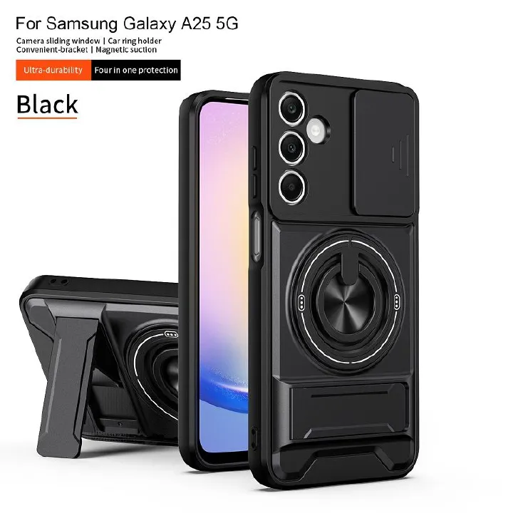 Luxury Slide Camera Lens Case Protective Cover for Samsung Galaxy A25 5G Magnetic Kickstand Phone Case