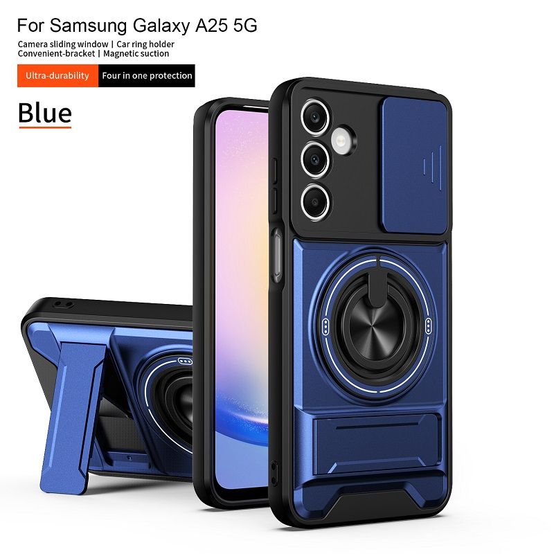 Luxury Slide Camera Lens Case Protective Cover for Samsung Galaxy A25 5G Magnetic Kickstand Phone Case