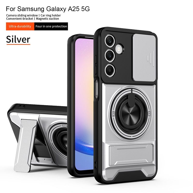 Luxury Slide Camera Lens Case Protective Cover for Samsung Galaxy A25 5G Magnetic Kickstand Phone Case
