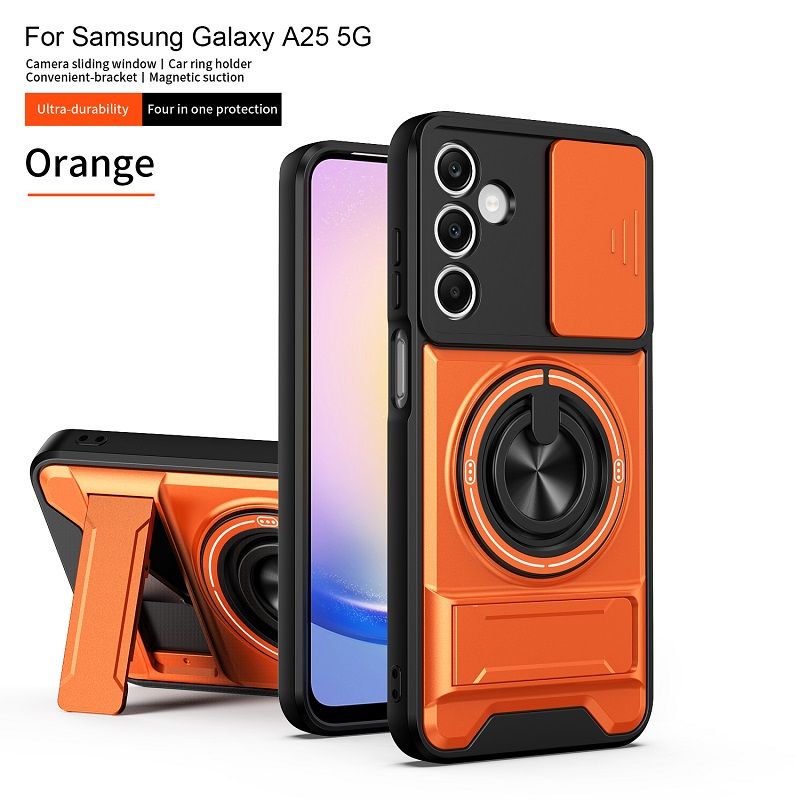 Luxury Slide Camera Lens Case Protective Cover for Samsung Galaxy A25 5G Magnetic Kickstand Phone Case