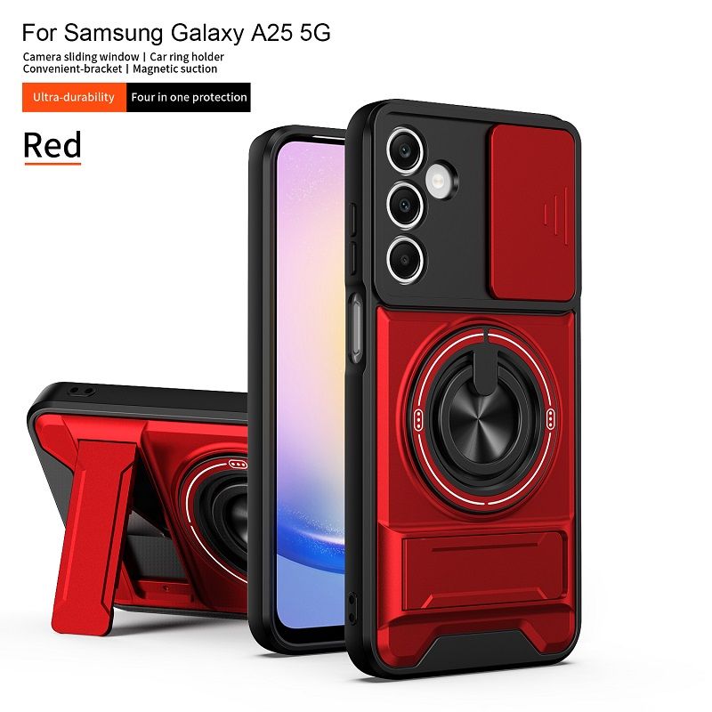 Luxury Slide Camera Lens Case Protective Cover for Samsung Galaxy A25 5G Magnetic Kickstand Phone Case