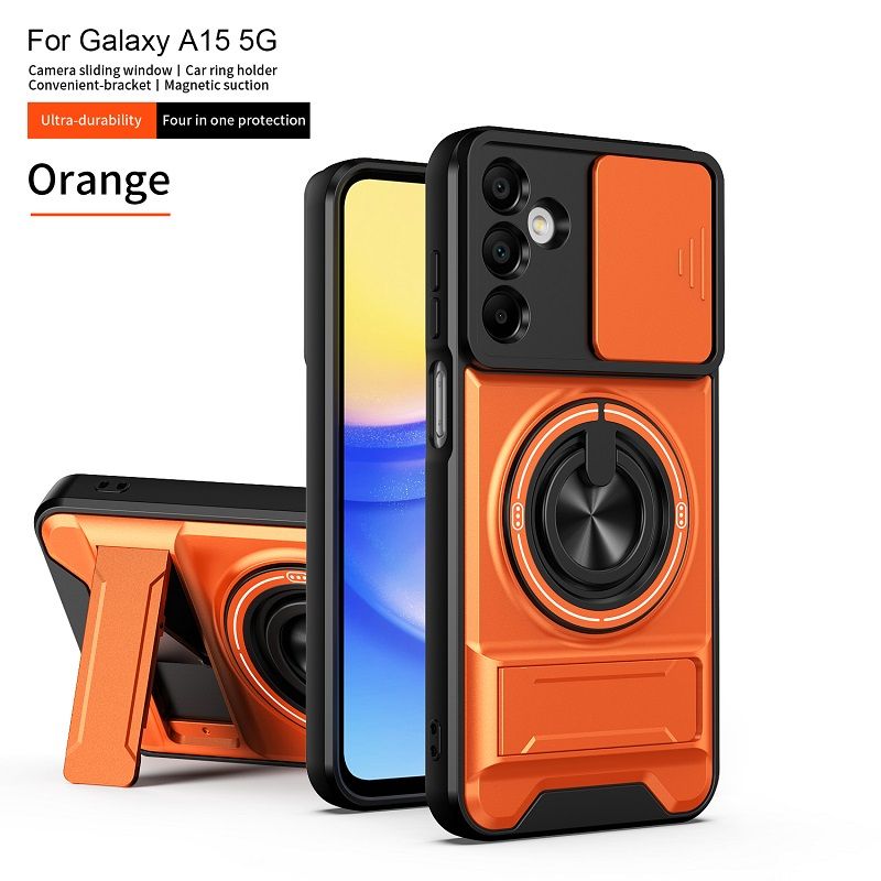 Luxury Slide Camera Lens Case Protective Cover for Samsung Galaxy A15 5G/4G Magnetic Kickstand Phone Case