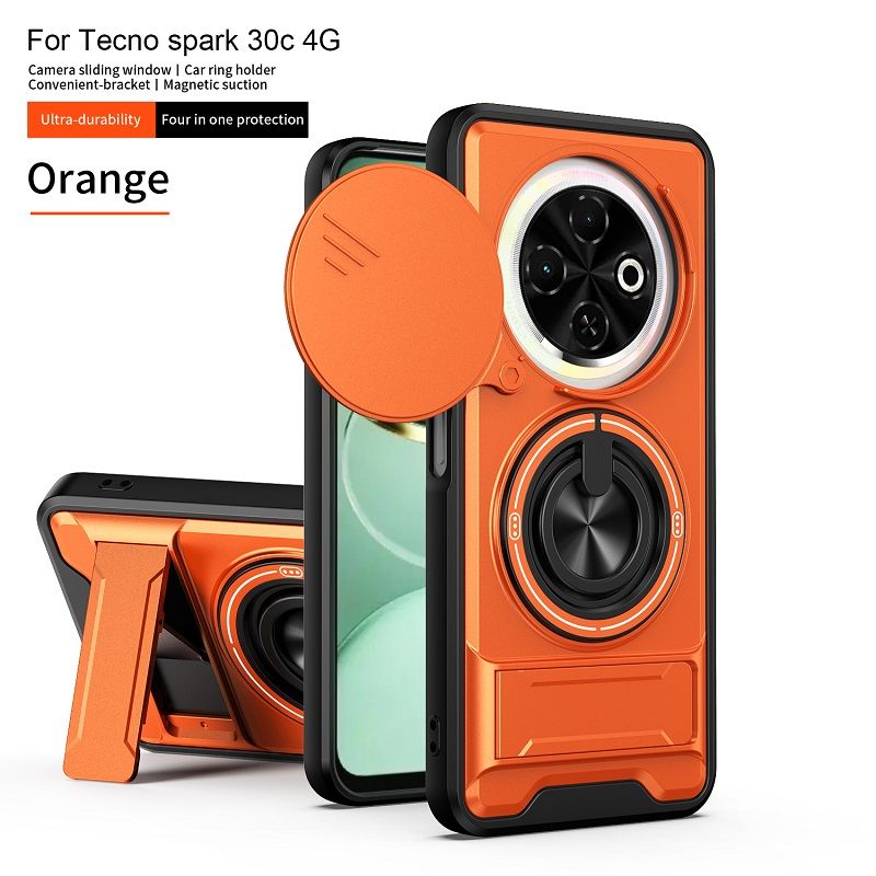 Luxury Slide Camera Lens Case Protective Cover for Tecno Spark 30C 4G Magnetic Kickstand Phone Case