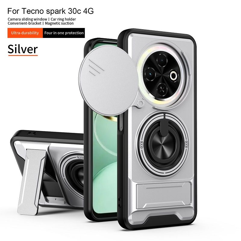Luxury Slide Camera Lens Case Protective Cover for Tecno Spark 30C 4G Magnetic Kickstand Phone Case