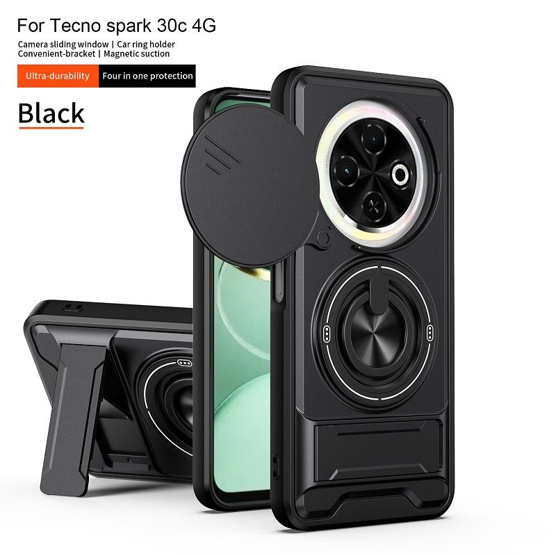 Luxury Slide Camera Lens Case Protective Cover for Tecno Spark 30C 4G Magnetic Kickstand Phone Case
