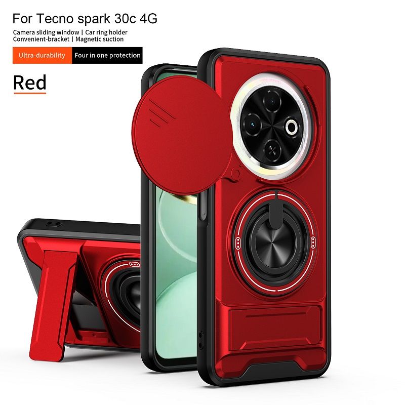 Luxury Slide Camera Lens Case Protective Cover for Tecno Spark 30C 4G Magnetic Kickstand Phone Case