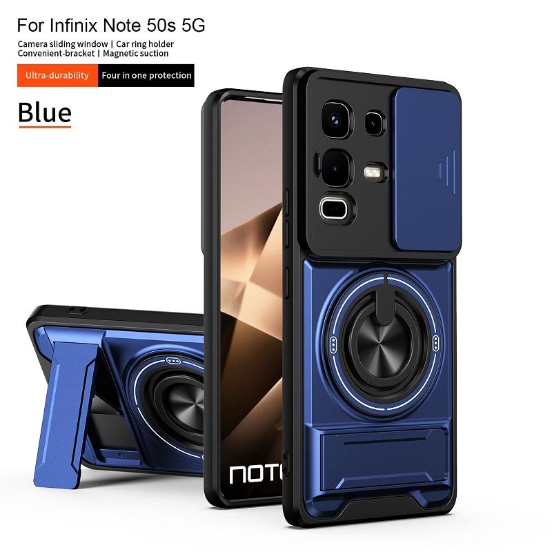 Luxury Slide Camera Lens Case Protective Cover for Infinix Note 50S 5G Magnetic Kickstand Phone Case
