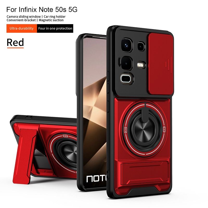 Luxury Slide Camera Lens Case Protective Cover for Infinix Note 50S 5G Magnetic Kickstand Phone Case