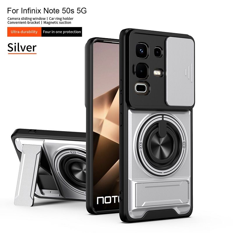 Luxury Slide Camera Lens Case Protective Cover for Infinix Note 50S 5G Magnetic Kickstand Phone Case