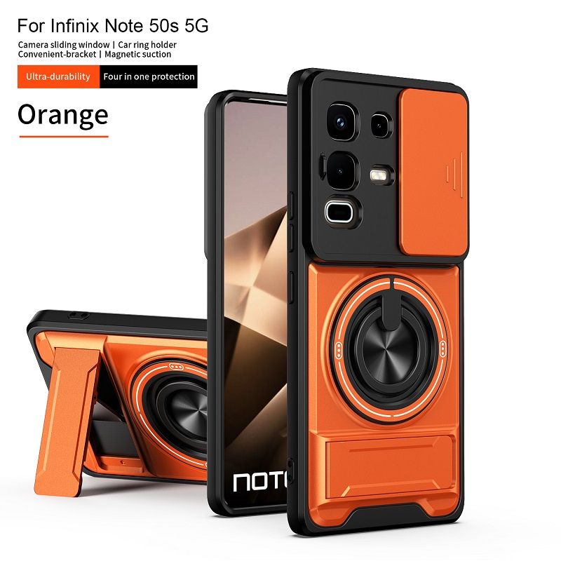 Luxury Slide Camera Lens Case Protective Cover for Infinix Note 50S 5G Magnetic Kickstand Phone Case