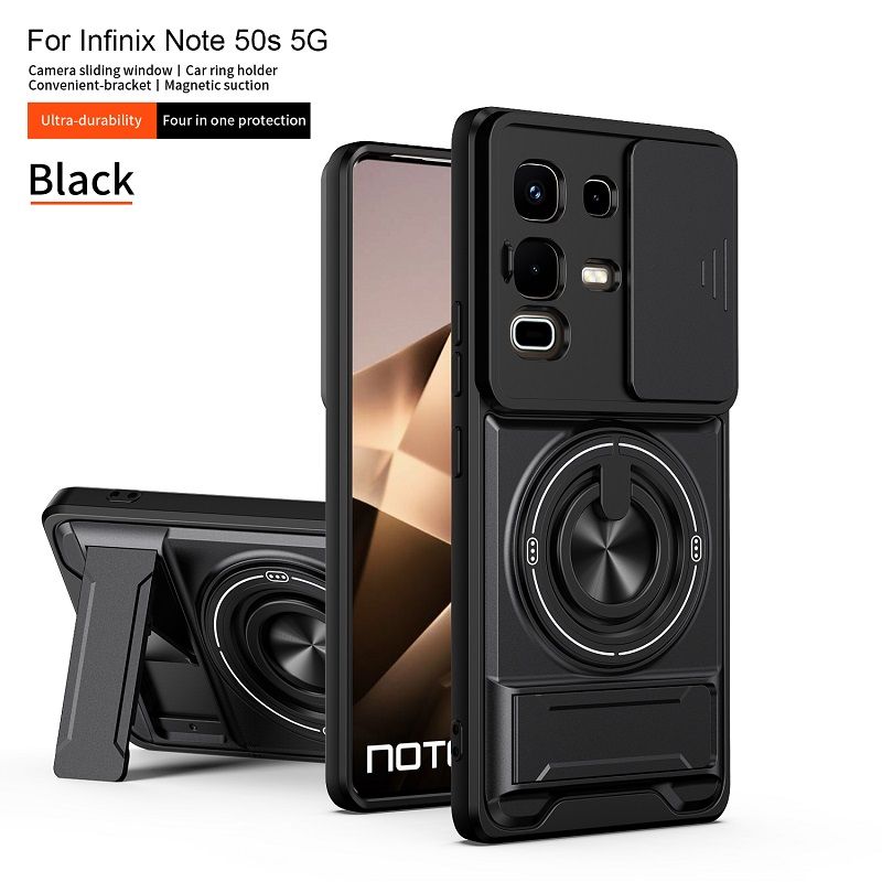 Luxury Slide Camera Lens Case Protective Cover for Infinix Note 50S 5G Magnetic Kickstand Phone Case