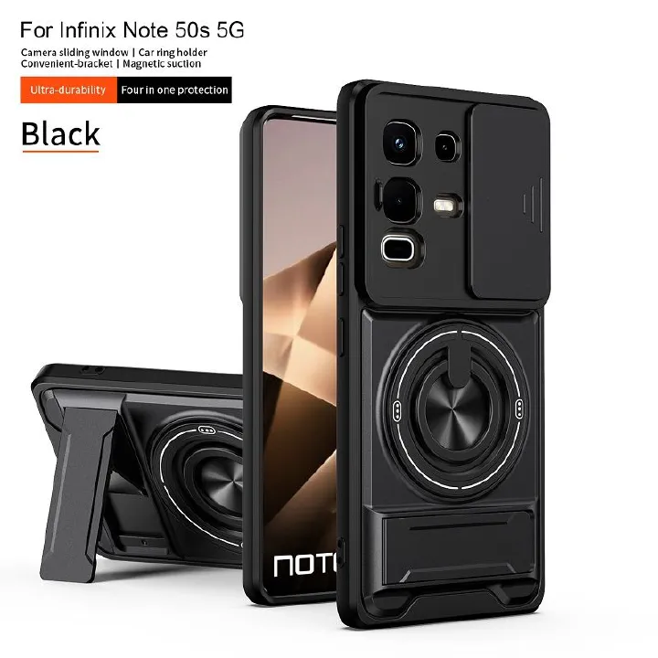 Luxury Slide Camera Lens Case Protective Cover for Infinix Note 50S 5G Magnetic Kickstand Phone Case