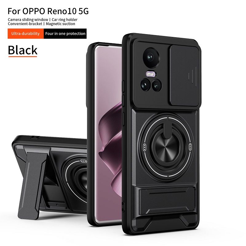 Luxury Slide Camera Lens Case Protective Cover for OPPO Reno 10/Reno 10 Pro Magnetic Kickstand Phone Case