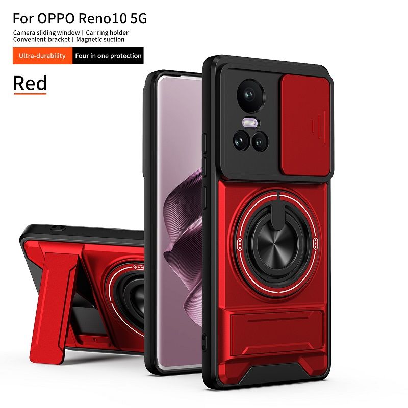 Luxury Slide Camera Lens Case Protective Cover for OPPO Reno 10/Reno 10 Pro Magnetic Kickstand Phone Case
