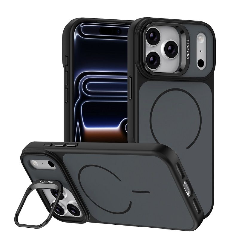 Metal Lens Support Frosted Matte Phone Case for iPhone 17 Pro Max 17 Air 17 Pro 16 Pro 16e 16 Plus 15 14 13 12 Pro Max Strong Magnetic Shock Resistant Protective Cover
