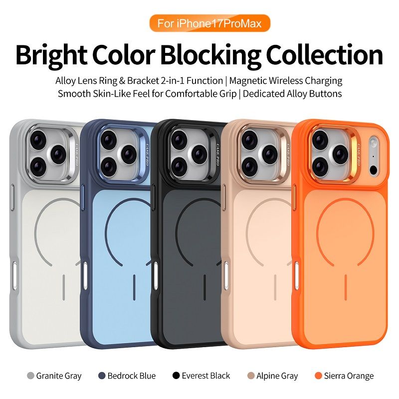 Metal Lens Support Frosted Matte Phone Case for iPhone 17 Pro Max 17 Air 17 Pro 16 Pro 16e 16 Plus 15 14 13 12 Pro Max Strong Magnetic Shock Resistant Protective Cover