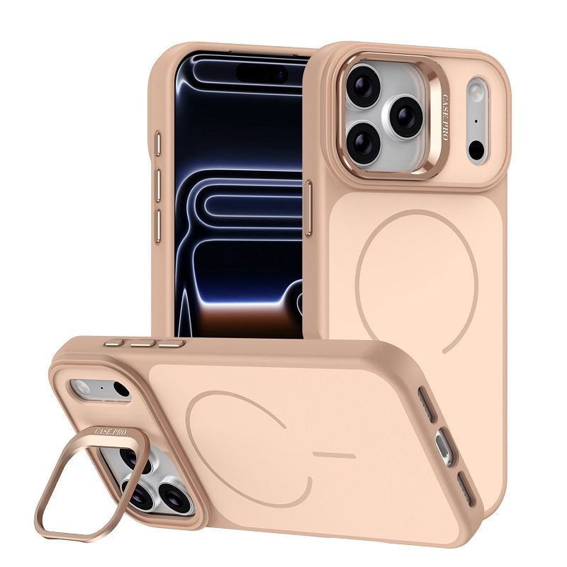 Metal Lens Support Frosted Matte Phone Case for iPhone 17 Pro Max 17 Air 17 Pro 16 Pro 16e 16 Plus 15 14 13 12 Pro Max Strong Magnetic Shock Resistant Protective Cover