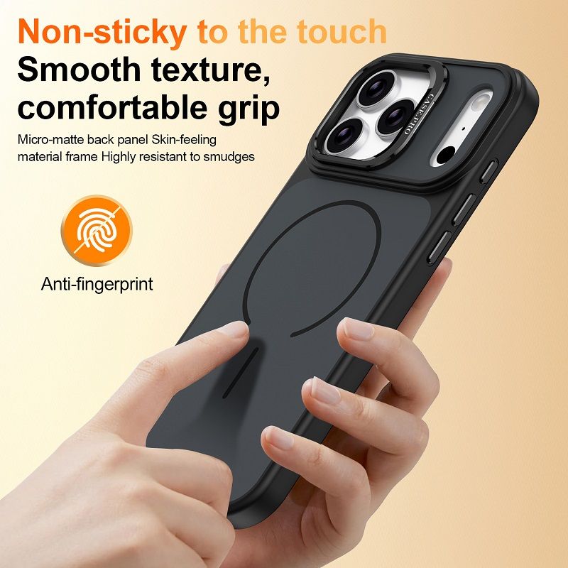 Metal Lens Support Frosted Matte Phone Case for iPhone 17 Pro Max 17 Air 17 Pro 16 Pro 16e 16 Plus 15 14 13 12 Pro Max Strong Magnetic Shock Resistant Protective Cover