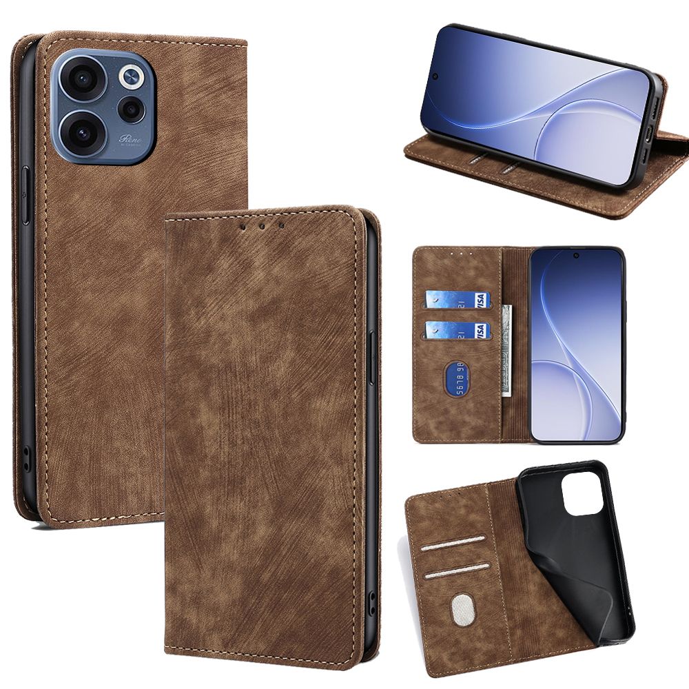 Leather Phone Case Flip Cover for OPPO Reno 15F 5G 6.57" inch [RFID Blocking] Magnetic PU Leather Stand Holder Shockproof Protection Case