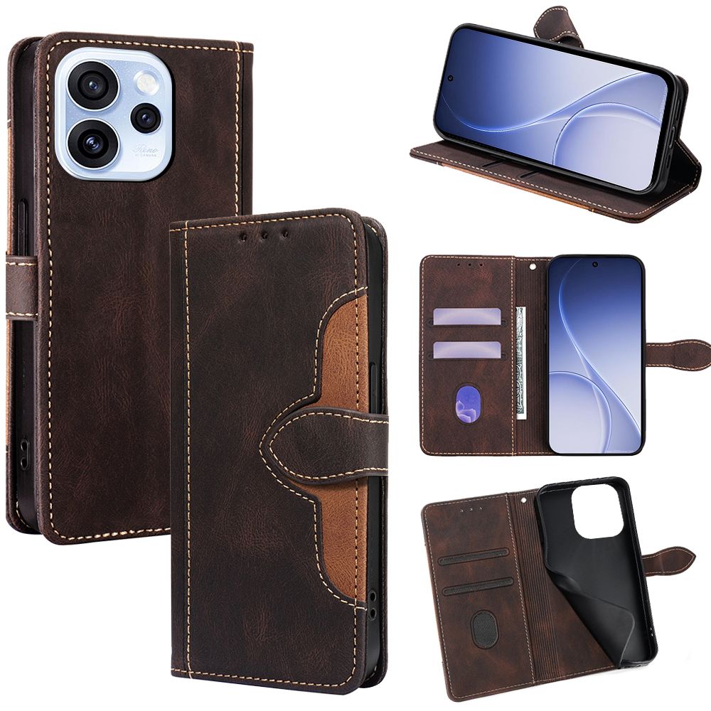 Leather Phone Case Flip Cover for OPPO Reno 15 Pro 5G 6.32" inch [RFID Blocking] Magnetic PU Leather Stand Holder Shockproof Protection Case