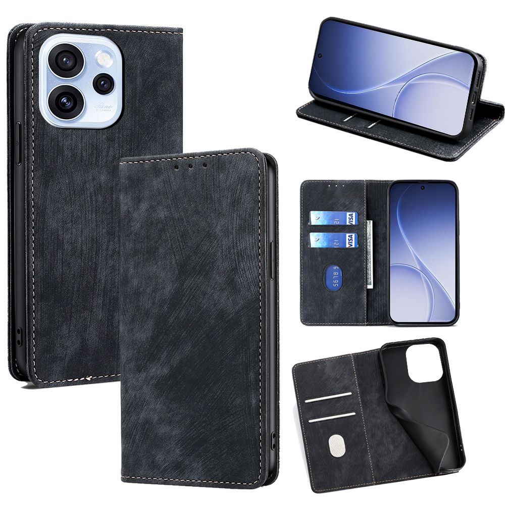Leather Phone Case Flip Cover for OPPO Reno 15 Pro 5G 6.32" inch [RFID Blocking] Magnetic PU Leather Stand Holder Shockproof Protection Case