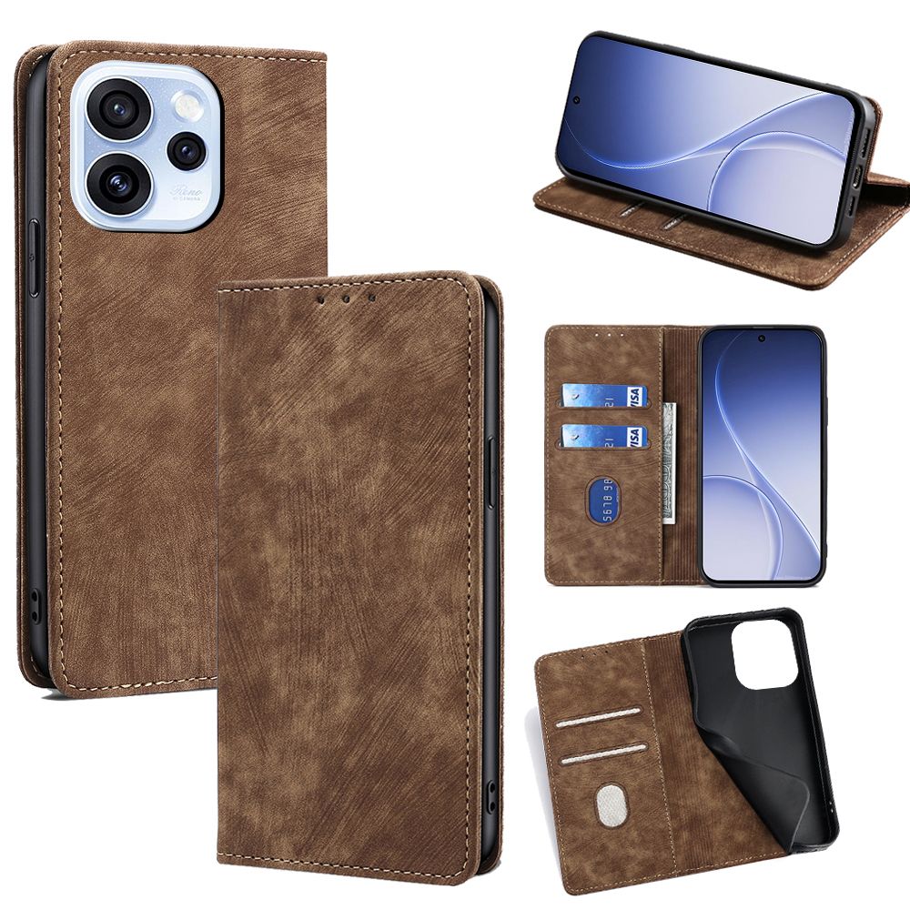 Leather Phone Case Flip Cover for OPPO Reno 15 Pro 5G 6.32" inch [RFID Blocking] Magnetic PU Leather Stand Holder Shockproof Protection Case