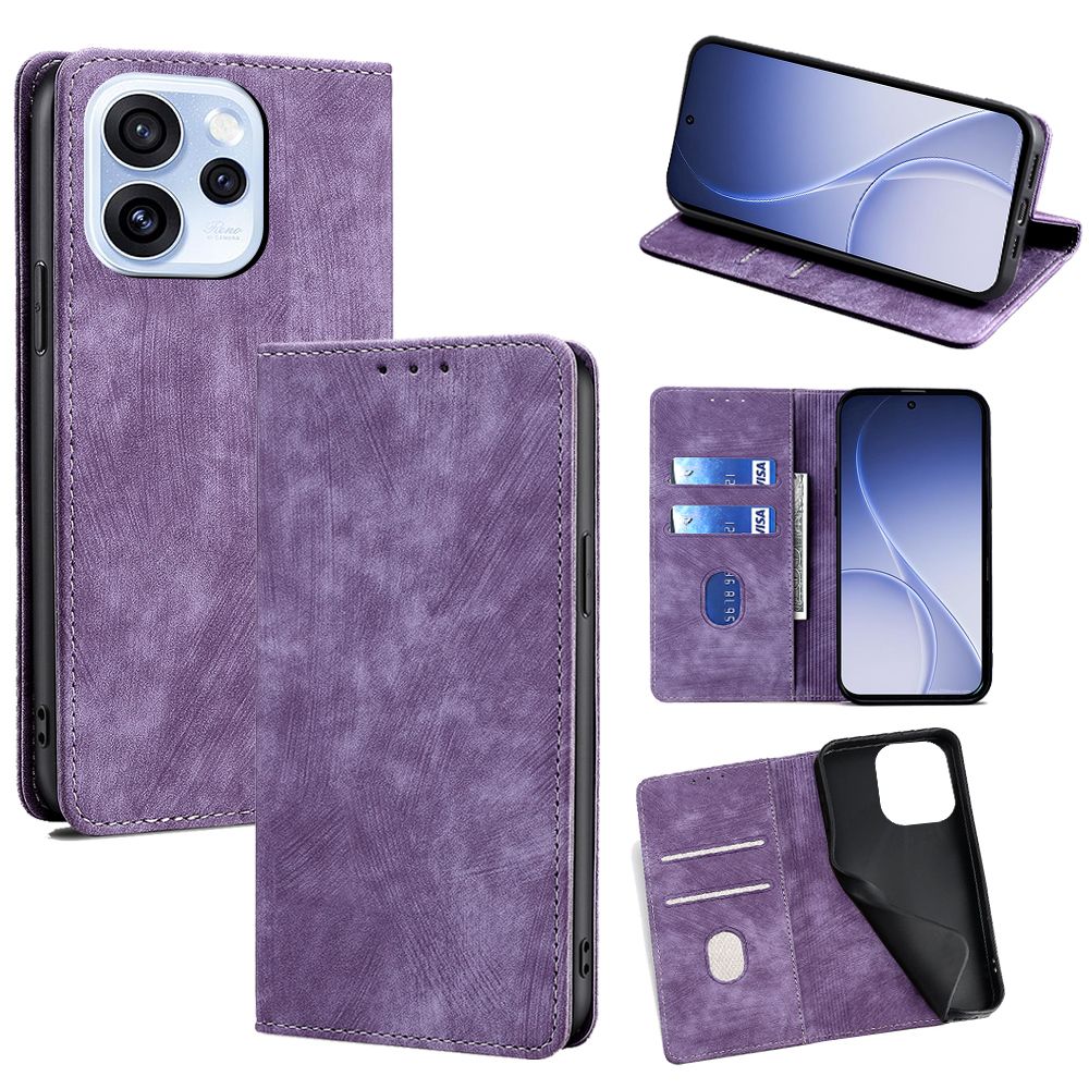 Leather Phone Case Flip Cover for OPPO Reno 15 Pro 5G 6.32" inch [RFID Blocking] Magnetic PU Leather Stand Holder Shockproof Protection Case