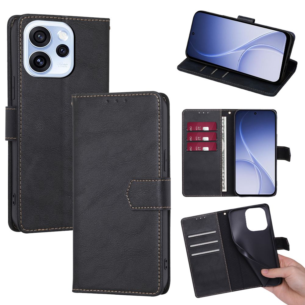 Leather Phone Case Flip Cover for OPPO Reno 15 Pro 5G 6.32" inch [RFID Blocking] Magnetic PU Leather Stand Holder Shockproof Protection Case