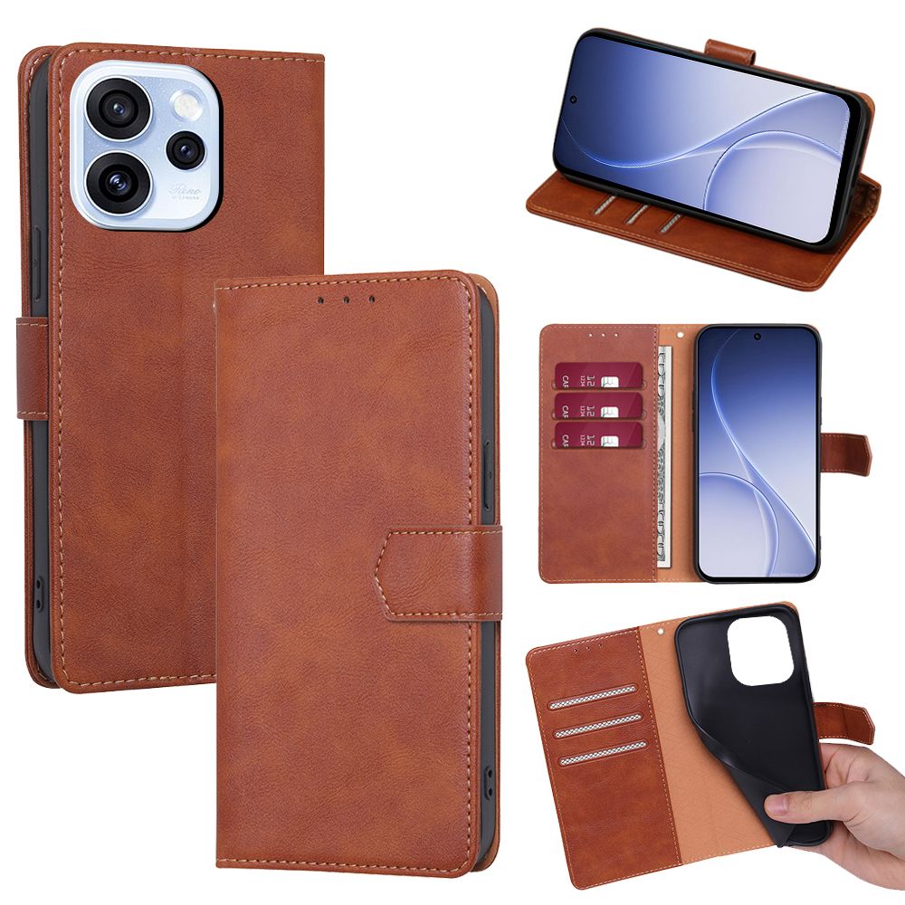 Leather Phone Case Flip Cover for OPPO Reno 15 Pro 5G 6.32" inch [RFID Blocking] Magnetic PU Leather Stand Holder Shockproof Protection Case