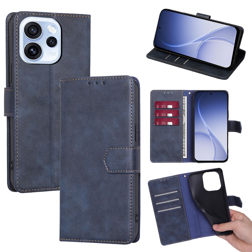 Leather Phone Case Flip Cover for OPPO Reno 15 Pro 5G 6.32" inch [RFID Blocking] Magnetic PU Leather Stand Holder Shockproof Protection Case