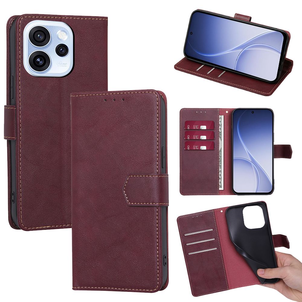 Leather Phone Case Flip Cover for OPPO Reno 15 Pro 5G 6.32" inch [RFID Blocking] Magnetic PU Leather Stand Holder Shockproof Protection Case