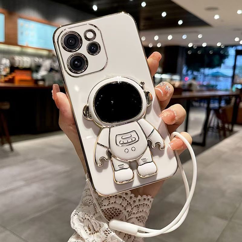 Phone Case for OPPO Reno 15F 5G 6.57" inch Case Silicone TPU Plating Cover Cute Astronaut Pattern Phone Case with Stand