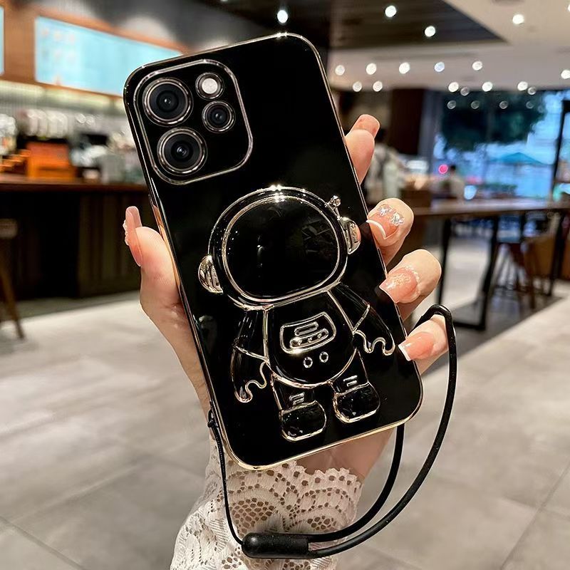 Phone Case for OPPO Reno 15F 5G 6.57" inch Case Silicone TPU Plating Cover Cute Astronaut Pattern Phone Case with Stand