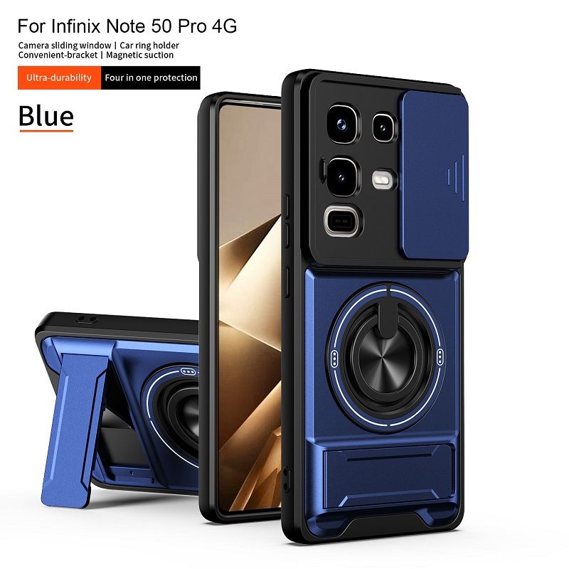 Luxury Slide Camera Lens Case Protective Cover for Infinix Note 50 Pro 4G (X6855)  Magnetic Kickstand Phone Case