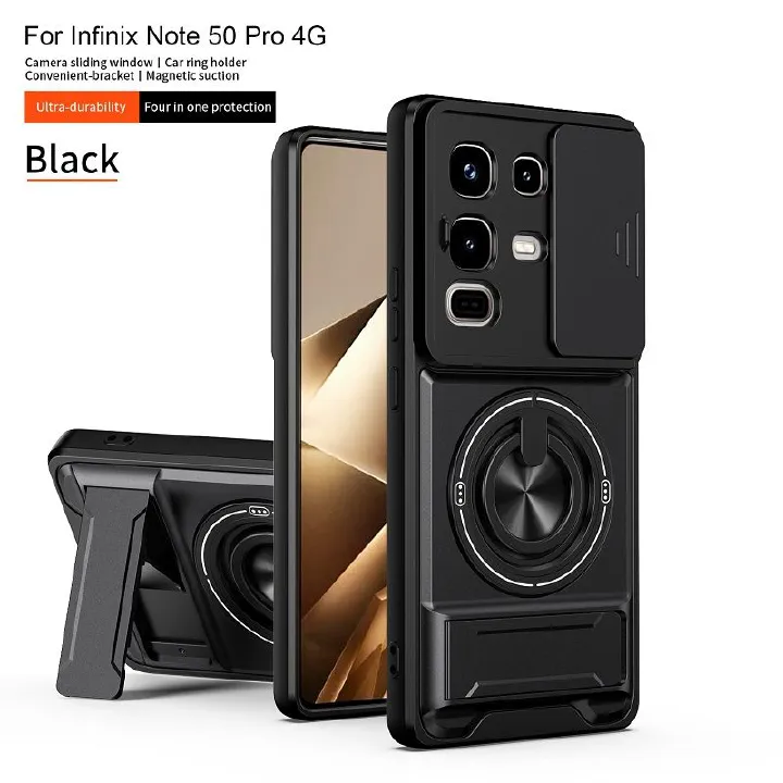 Luxury Slide Camera Lens Case Protective Cover for Infinix Note 50 Pro 4G (X6855)  Magnetic Kickstand Phone Case