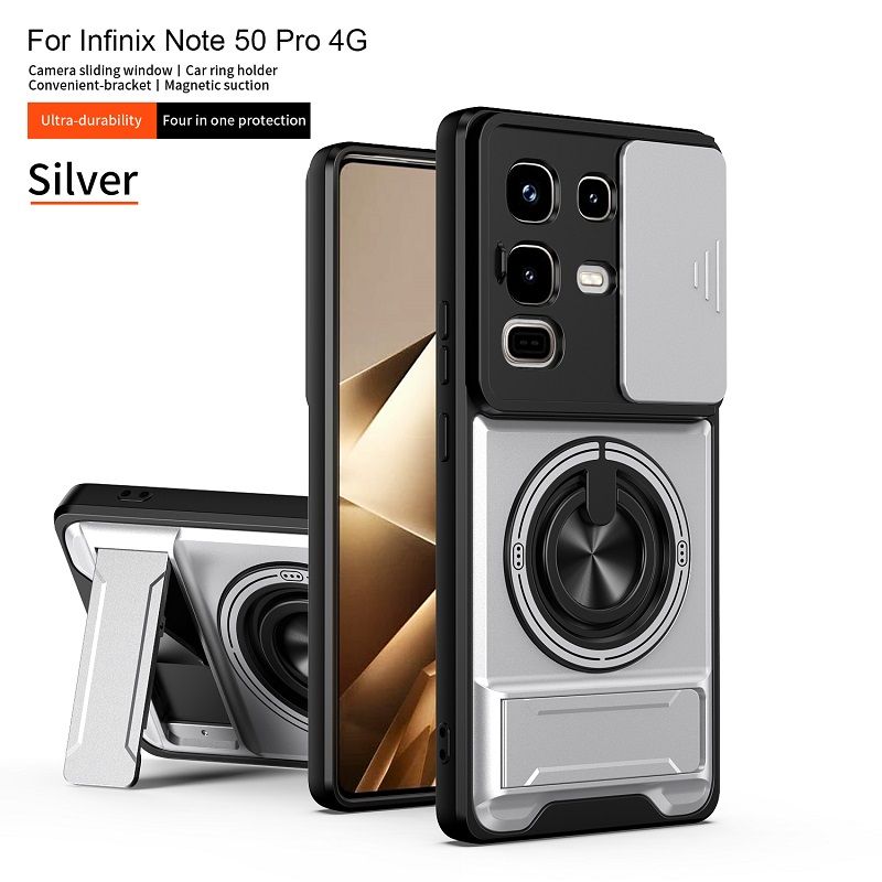 Luxury Slide Camera Lens Case Protective Cover for Infinix Note 50 Pro 4G (X6855)  Magnetic Kickstand Phone Case