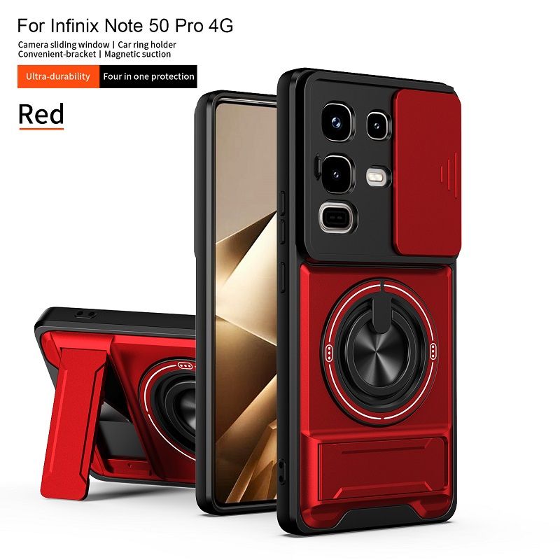 Luxury Slide Camera Lens Case Protective Cover for Infinix Note 50 Pro 4G (X6855)  Magnetic Kickstand Phone Case
