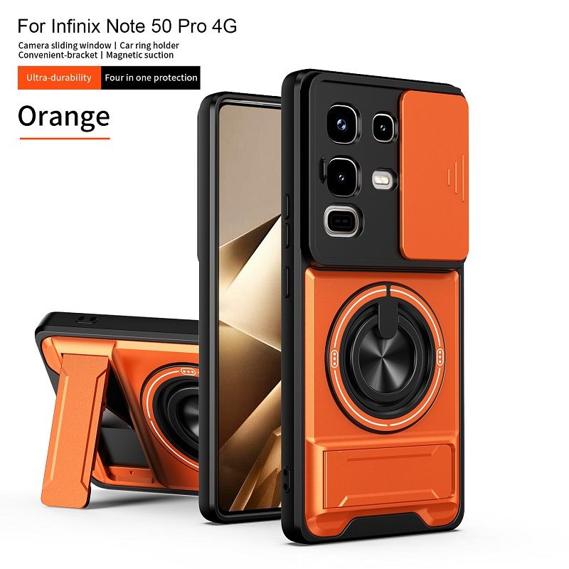 Luxury Slide Camera Lens Case Protective Cover for Infinix Note 50 Pro 4G (X6855)  Magnetic Kickstand Phone Case