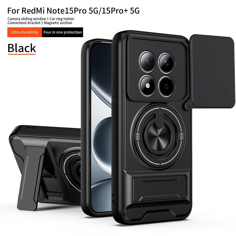 Luxury Slide Camera Lens Case Protective Cover for Xiaomi Redmi Note 15 Pro 5G (6.83" inch)/Note 15 Pro Plus 5G (6.83" inch) Magnetic Kickstand Phone Case