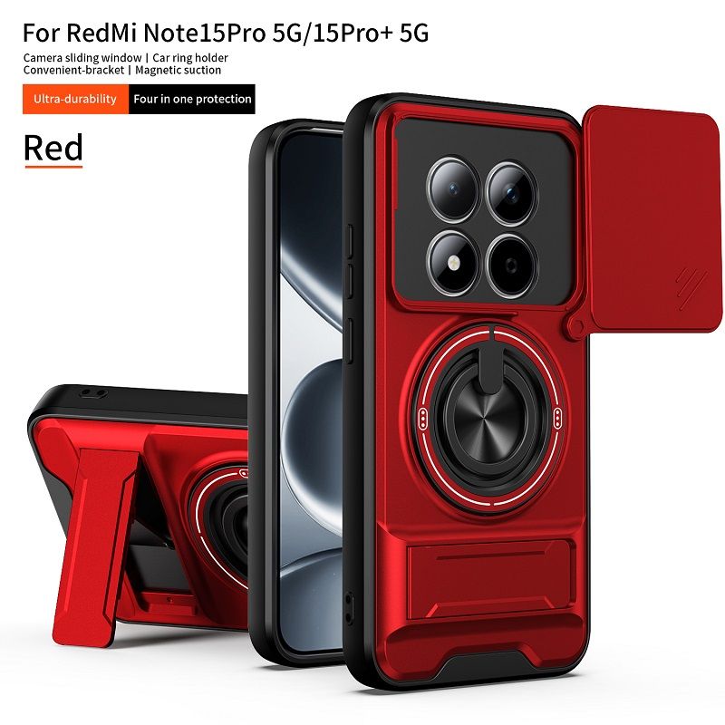 Luxury Slide Camera Lens Case Protective Cover for Xiaomi Redmi Note 15 Pro 5G (6.83" inch)/Note 15 Pro Plus 5G (6.83" inch) Magnetic Kickstand Phone Case