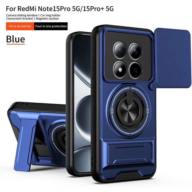 Luxury Slide Camera Lens Case Protective Cover for Xiaomi Redmi Note 15 Pro 5G (6.83" inch)/Note 15 Pro Plus 5G (6.83" inch) Magnetic Kickstand Phone Case