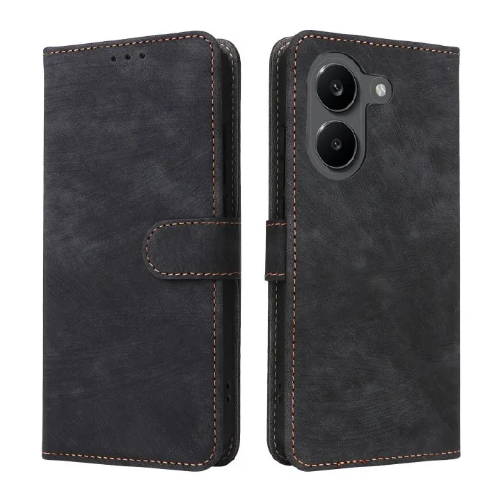 Flip Cover for Xiaomi Poco X8 Pro/Redmi Turbo 5 PU Leather Phone Case Full-Body Protection Shockproof [RFID Blocking] Wallet Cover With Hand Strap