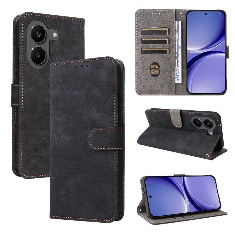Flip Cover for Xiaomi Poco X8 Pro/Redmi Turbo 5 PU Leather Phone Case Full-Body Protection Shockproof [RFID Blocking] Wallet Cover With Hand Strap