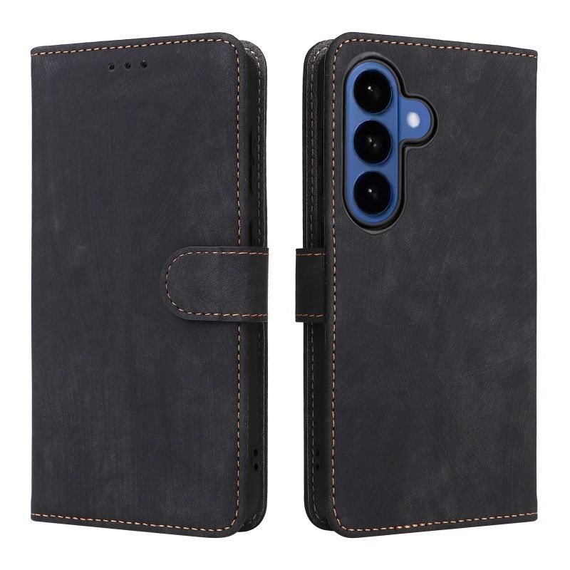 Flip Cover for Samsung Galaxy S26/S26 Ultra/S26 Plus/S26 Edge/S25/S24/S23/S22/S21 FE PU Leather Phone Case Full-Body Protection Shockproof [RFID Blocking] Wallet Cover With Hand Strap