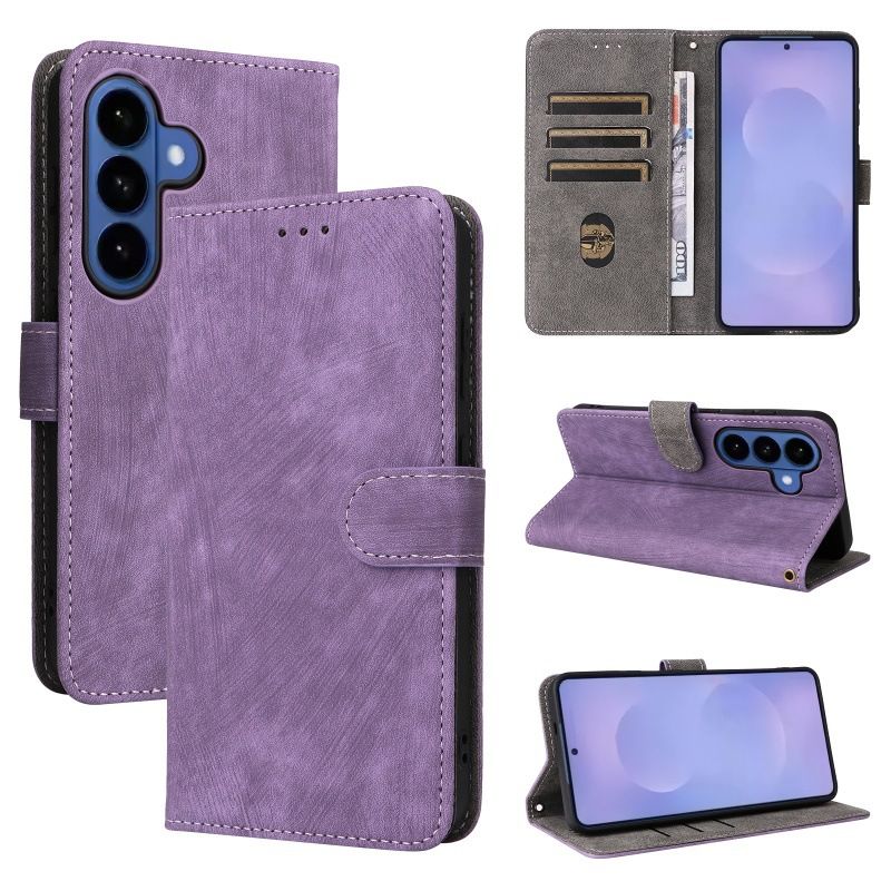 Flip Cover for Samsung Galaxy S26/S26 Ultra/S26 Plus/S26 Edge/S25/S24/S23/S22/S21 FE PU Leather Phone Case Full-Body Protection Shockproof [RFID Blocking] Wallet Cover With Hand Strap