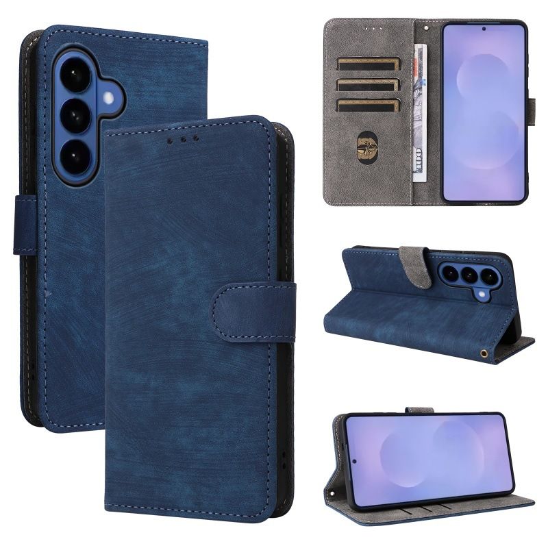 Flip Cover for Samsung Galaxy S26/S26 Ultra/S26 Plus/S26 Edge/S25/S24/S23/S22/S21 FE PU Leather Phone Case Full-Body Protection Shockproof [RFID Blocking] Wallet Cover With Hand Strap