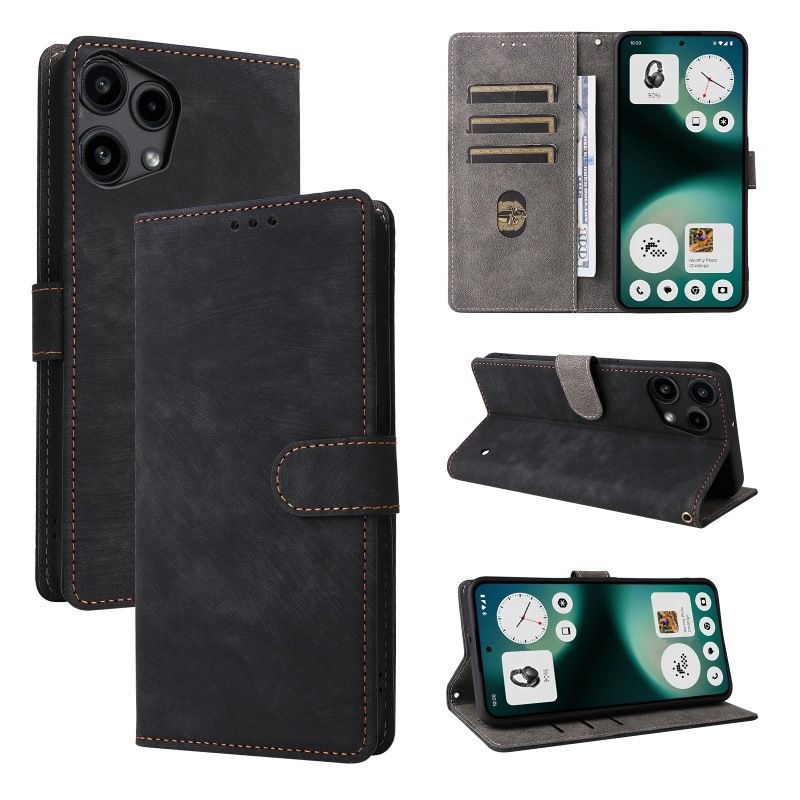 Flip Cover for Nothing Phone (3a) Lite PU Leather Phone Case Full-Body Protection Shockproof [RFID Blocking] Wallet Cover With Hand Strap