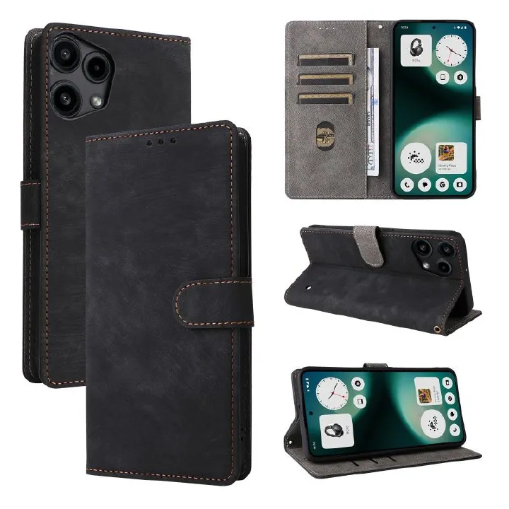 Flip Cover for Nothing Phone (3a) Lite PU Leather Phone Case Full-Body Protection Shockproof [RFID Blocking] Wallet Cover With Hand Strap