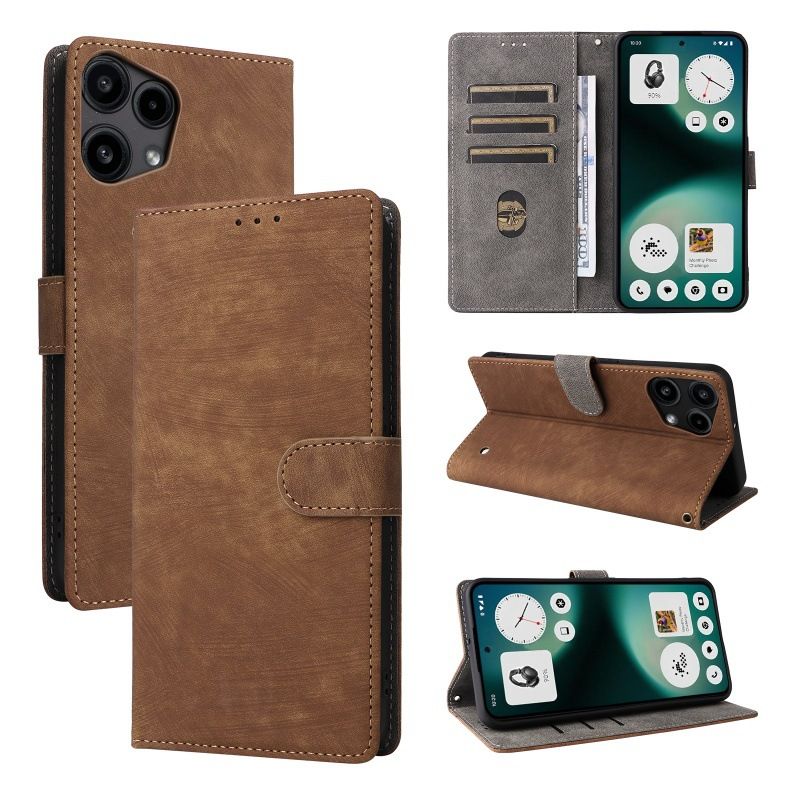 Flip Cover for Nothing Phone (3a) Lite PU Leather Phone Case Full-Body Protection Shockproof [RFID Blocking] Wallet Cover With Hand Strap