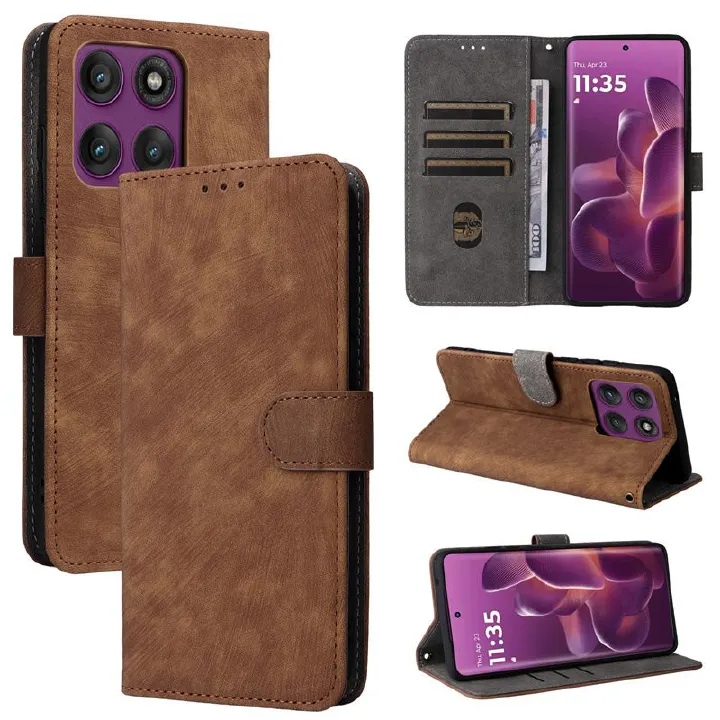 Flip Cover for Motorola Edge 60/60s/60 Pro/60 Fusion/60 Stylus/Moto G Stylus 5G (2025) PU Leather Phone Case Full-Body Protection Shockproof [RFID Blocking] Wallet Cover With Hand Strap